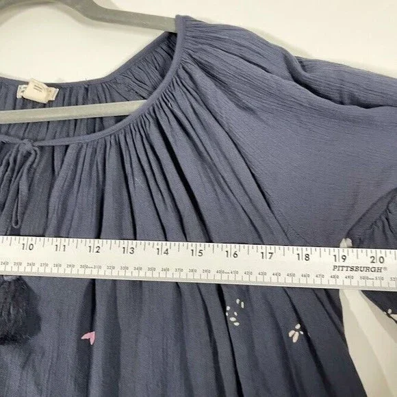 Billabong Gypset Mini‎ Dress Womens Floral Pleasant Long Sleeve Tunic Blue Small - Picture 8 of 10